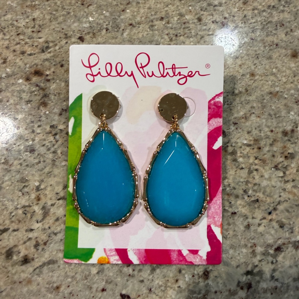 Lilly Pulitzer Aqua Palma Stud Earrings